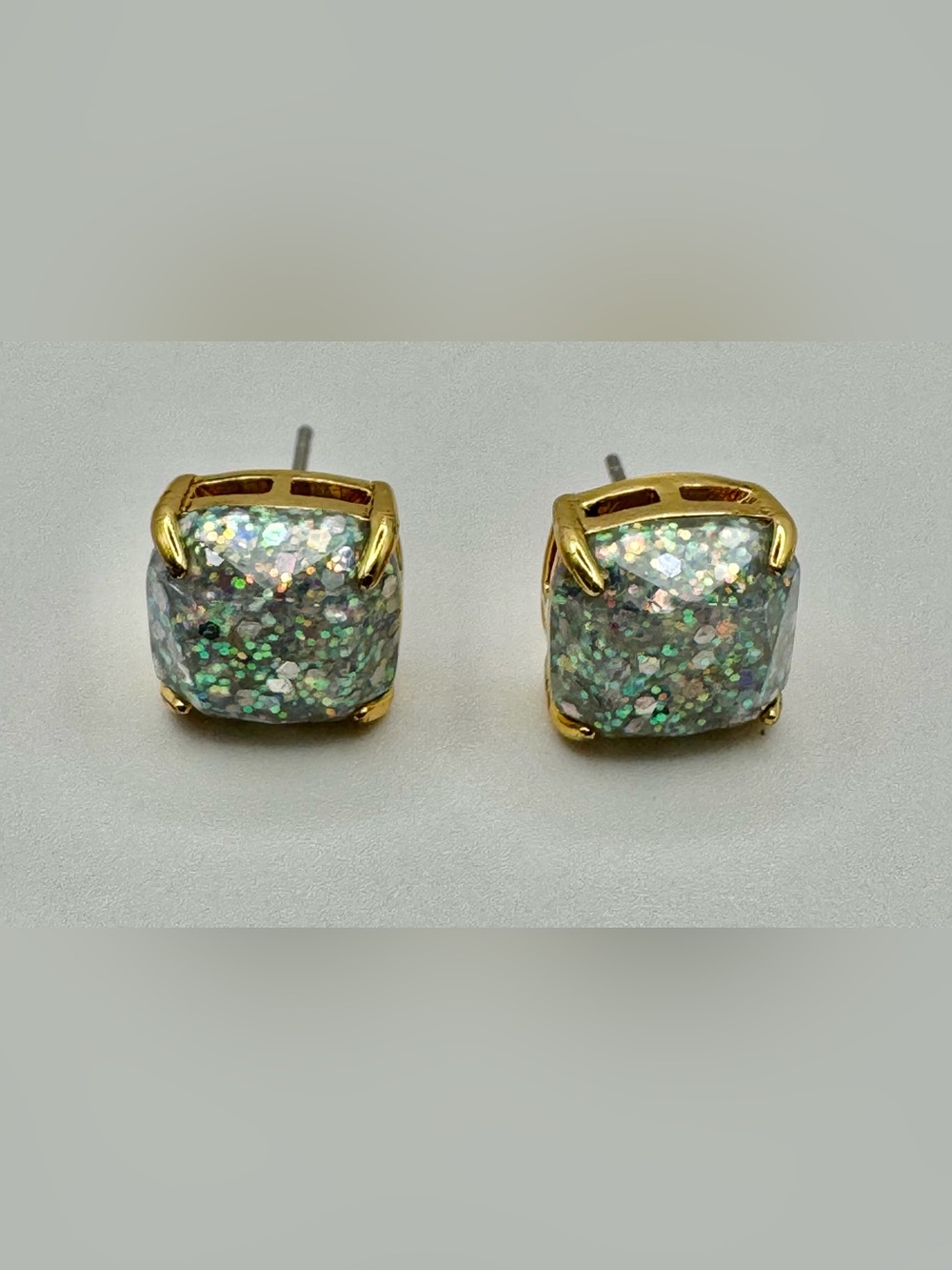 Kate Spade Glitter Opal Square Stud Earrings